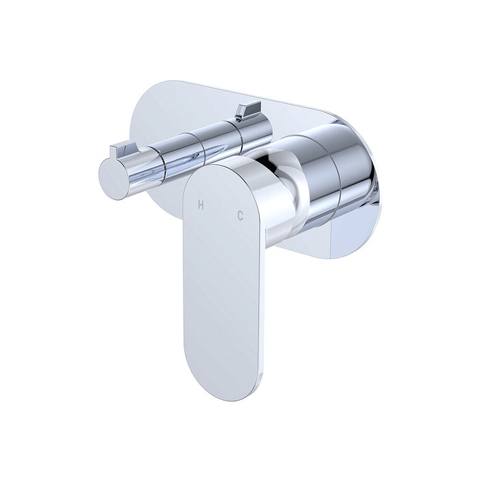 Fienza Empire Slim Stainless Steel Large Oval Plate Horizontal Wall Diverter Mixer