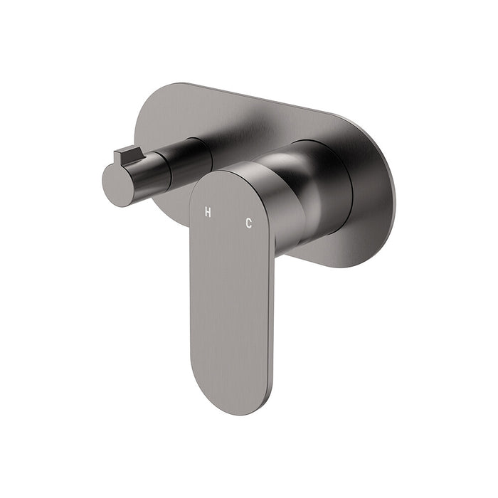 Fienza Empire Slim Stainless Steel Large Oval Plate Horizontal Wall Diverter Mixer