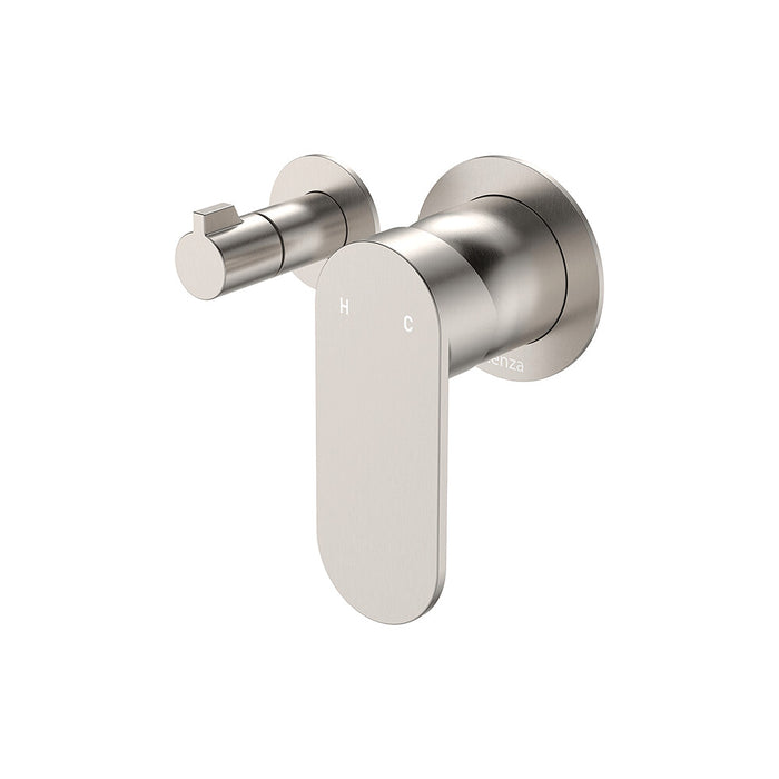 Fienza Empire Slim Stainless Steel Small Round Plate Horizontal Wall Diverter Mixer