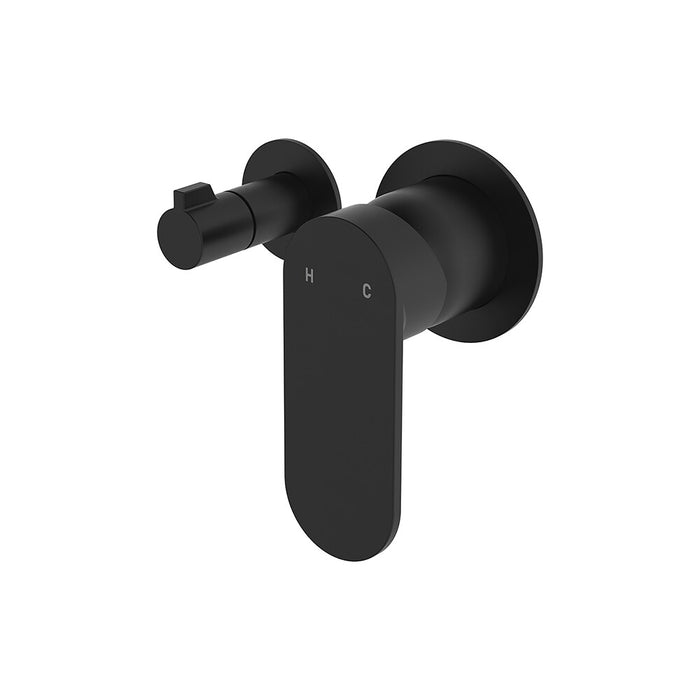 Fienza Empire Slim Stainless Steel Small Round Plate Horizontal Wall Diverter Mixer