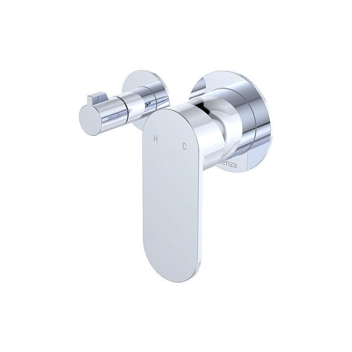 Fienza Empire Slim Stainless Steel Small Round Plate Horizontal Wall Diverter Mixer