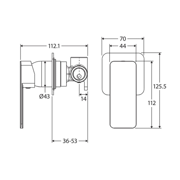 Fienza Tono Lead-free Brass Square Plate Wall Mixer