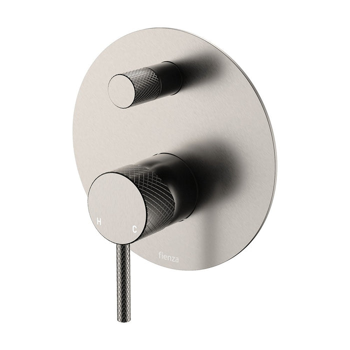 Fienza Axle Solid Brass Large Round Plate Wall Diverter Mixer