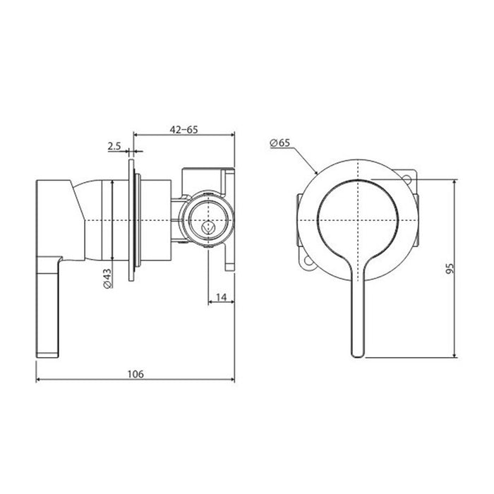 Fienza Sansa Stainless Steel Small Round Plate Wall Mixer