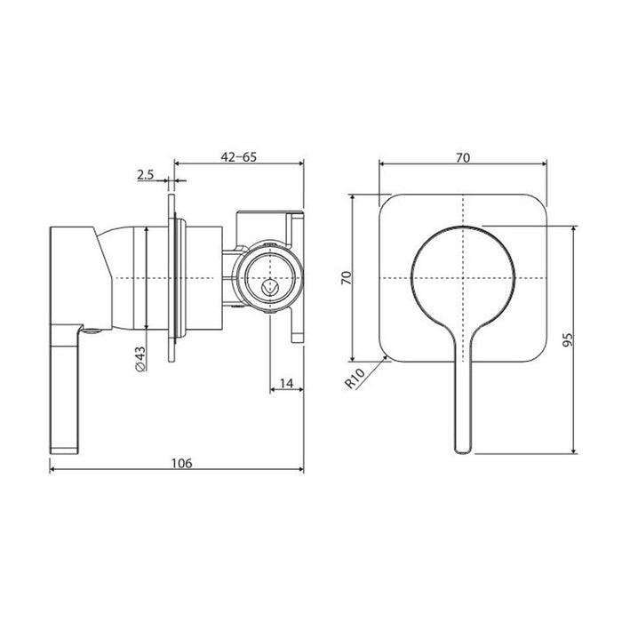 Fienza Sansa Stainless Steel Square Plate Wall Mixer