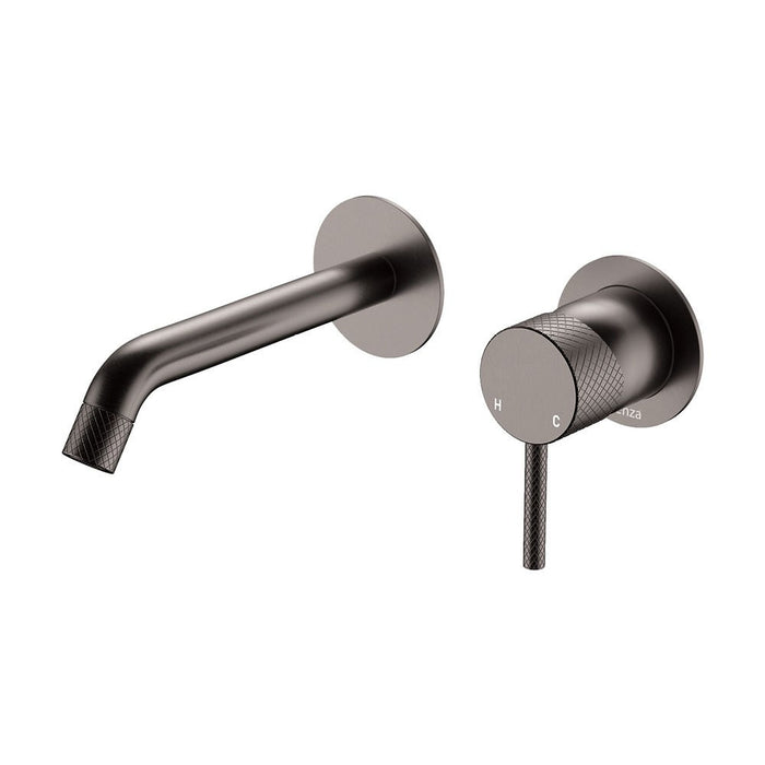 160mm Outlet Fienza Axle Solid Brass Round Plate Wall Basin/Bath Mixer Set