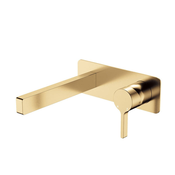 Fienza Sansa Solid Brass Rectangular Plate Wall Basin Mixer Set