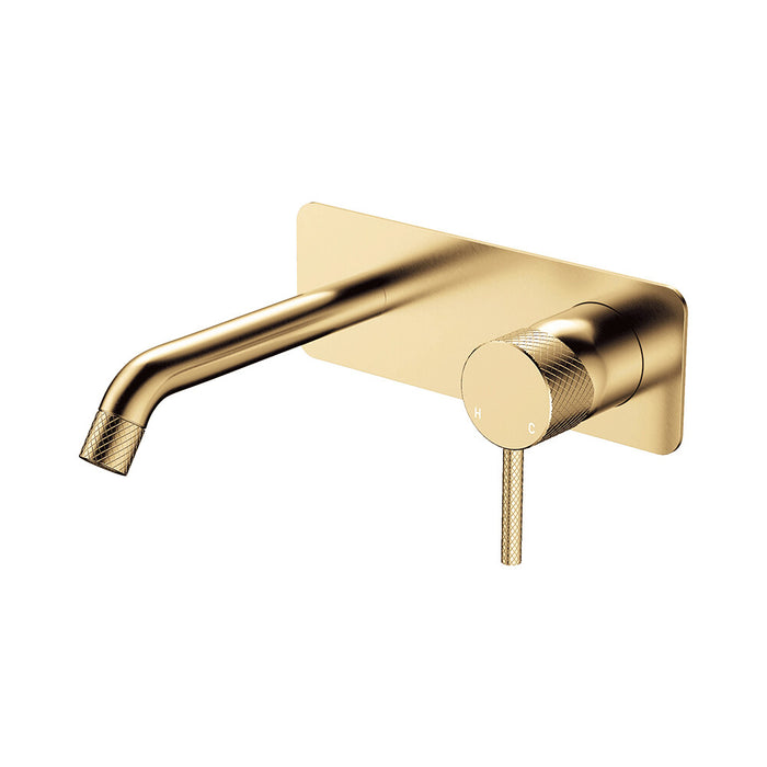 160mm Outlet Fienza Axle Solid Brass Rectangular Plate Wall Basin/Bath Mixer Set