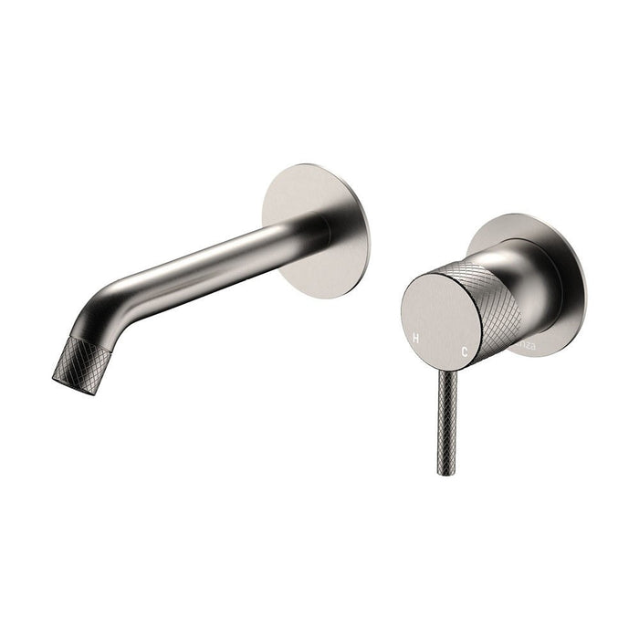 160mm Outlet Fienza Axle Solid Brass Round Plate Wall Basin/Bath Mixer Set