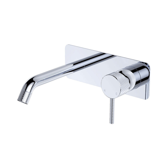 160mm Outlet Fienza Axle Solid Brass Rectangular Plate Wall Basin/Bath Mixer Set