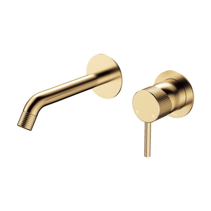 160mm Outlet Fienza Axle Solid Brass Round Plate Wall Basin/Bath Mixer Set