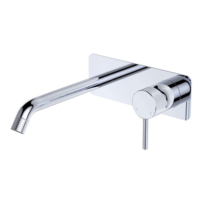 200mm Outlet Fienza Axle Solid Brass Rectangular Plate Wall Basin/Bath Mixer Set
