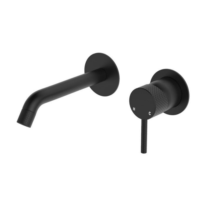 160mm Outlet Fienza Axle Solid Brass Round Plate Wall Basin/Bath Mixer Set