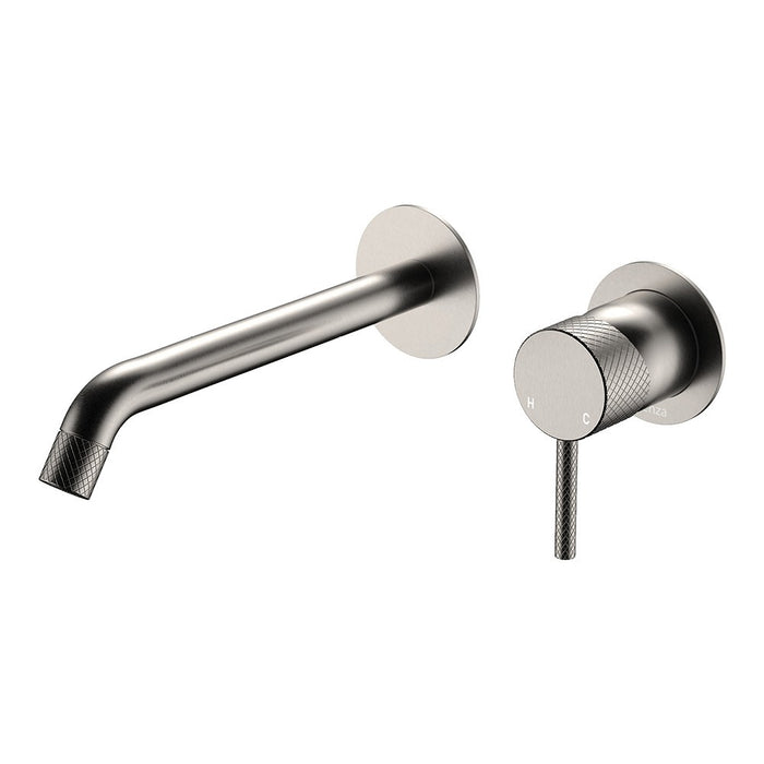 200mm Outlet Fienza Axle Solid Brass Round Plate Wall Basin/Bath Mixer Set