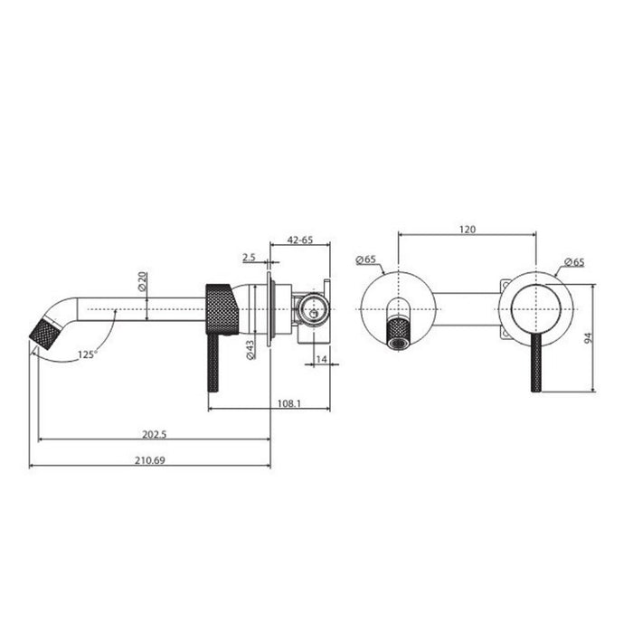 200mm Outlet Fienza Axle Solid Brass Round Plate Wall Basin/Bath Mixer Set