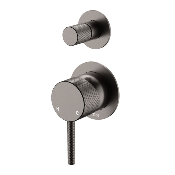 Fienza Axle Solid Brass Small Round Plate Wall Diverter Mixer