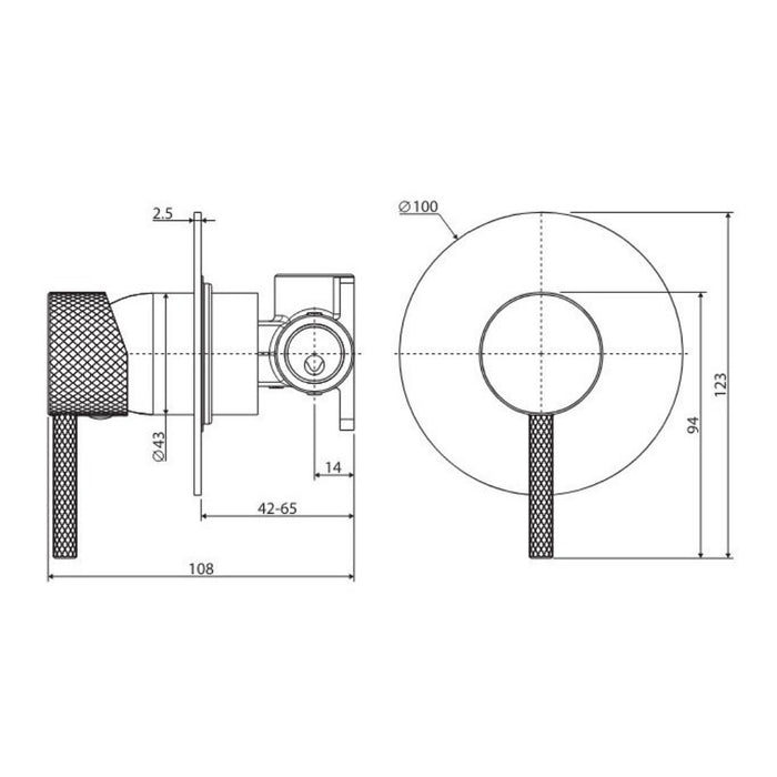 Fienza Axle Solid Brass Large Round Plate Wall Mixer