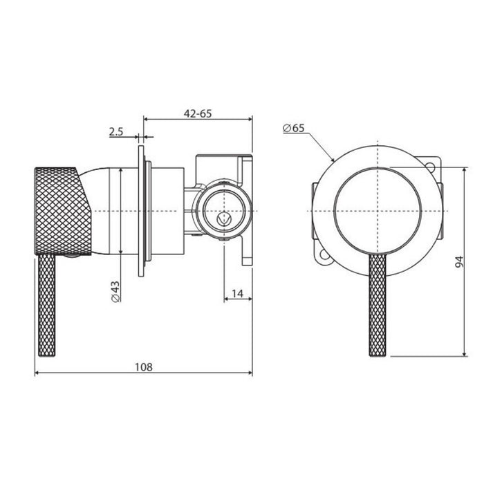 Fienza Axle Solid Brass Small Round Plate Wall Mixer