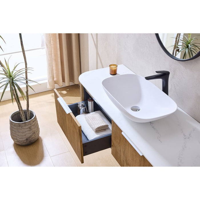 600-1800*500*400mm Lukka Agena Prime Oak Wood Grain Fluted Bathroom Wall Hung Vanity