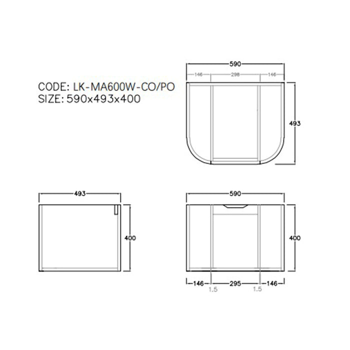 600-1800*500*400mm Lukka Agena Coastal Oak Wood Grain Fluted Bathroom Wall Hung Vanity