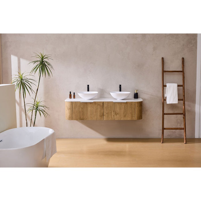 600-1800*500*400mm Lukka Agena Prime Oak Wood Grain Fluted Bathroom Wall Hung Vanity