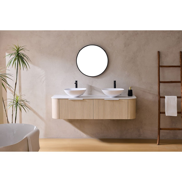 600-1800*500*400mm Lukka Agena Coastal Oak Wood Grain Fluted Bathroom Wall Hung Vanity