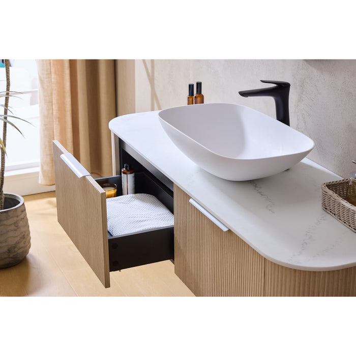 600-1800*500*400mm Lukka Agena Coastal Oak Wood Grain Fluted Bathroom Wall Hung Vanity