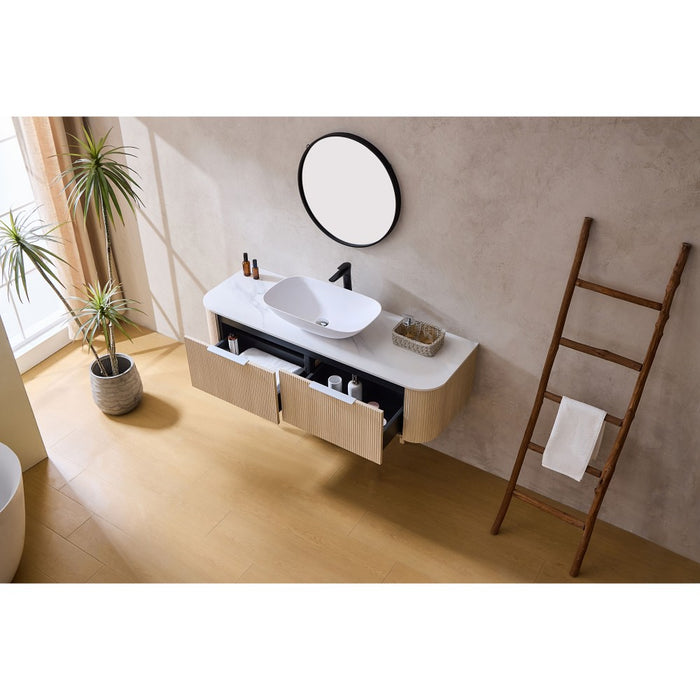 600-1800*500*400mm Lukka Agena Coastal Oak Wood Grain Fluted Bathroom Wall Hung Vanity