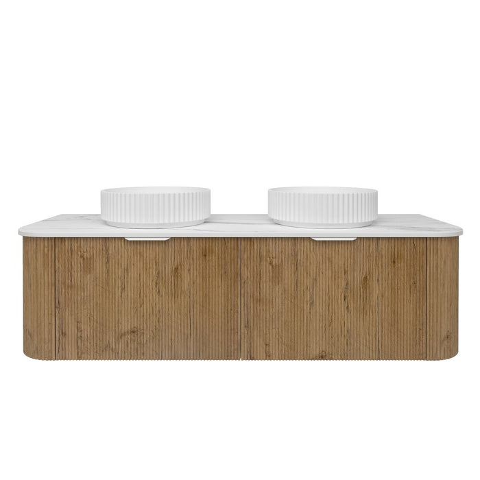 600-1800*500*400mm Lukka Agena Prime Oak Wood Grain Fluted Bathroom Wall Hung Vanity