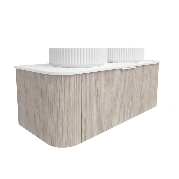 600-1800*500*400mm Lukka Agena Coastal Oak Wood Grain Fluted Bathroom Wall Hung Vanity