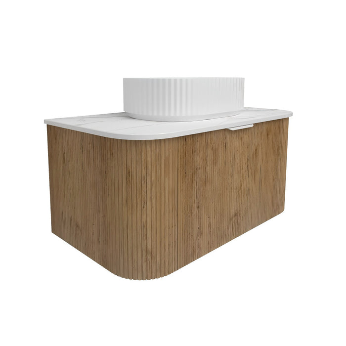 600-1800*500*400mm Lukka Agena Prime Oak Wood Grain Fluted Bathroom Wall Hung Vanity