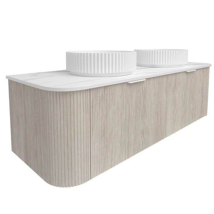 600-1800*500*400mm Lukka Agena Coastal Oak Wood Grain Fluted Bathroom Wall Hung Vanity