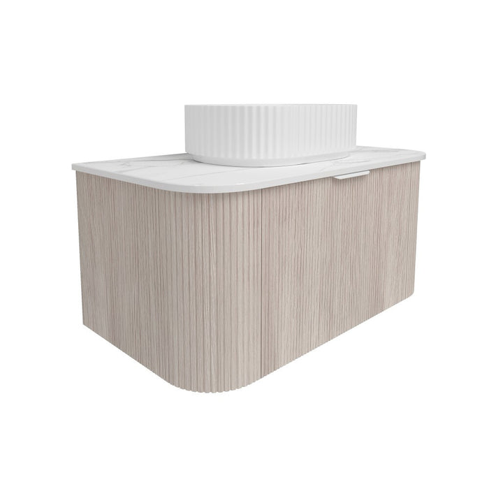 600-1800*500*400mm Lukka Agena Coastal Oak Wood Grain Fluted Bathroom Wall Hung Vanity