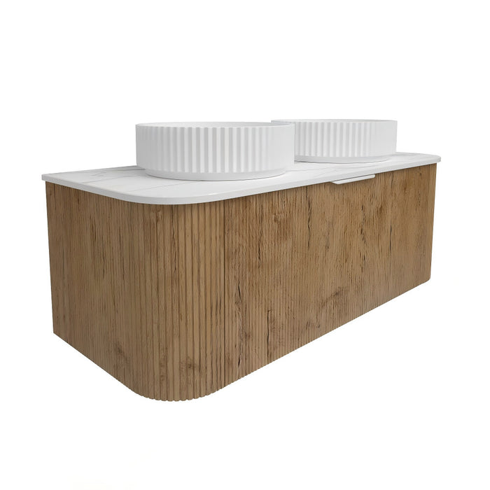 600-1800*500*400mm Lukka Agena Prime Oak Wood Grain Fluted Bathroom Wall Hung Vanity