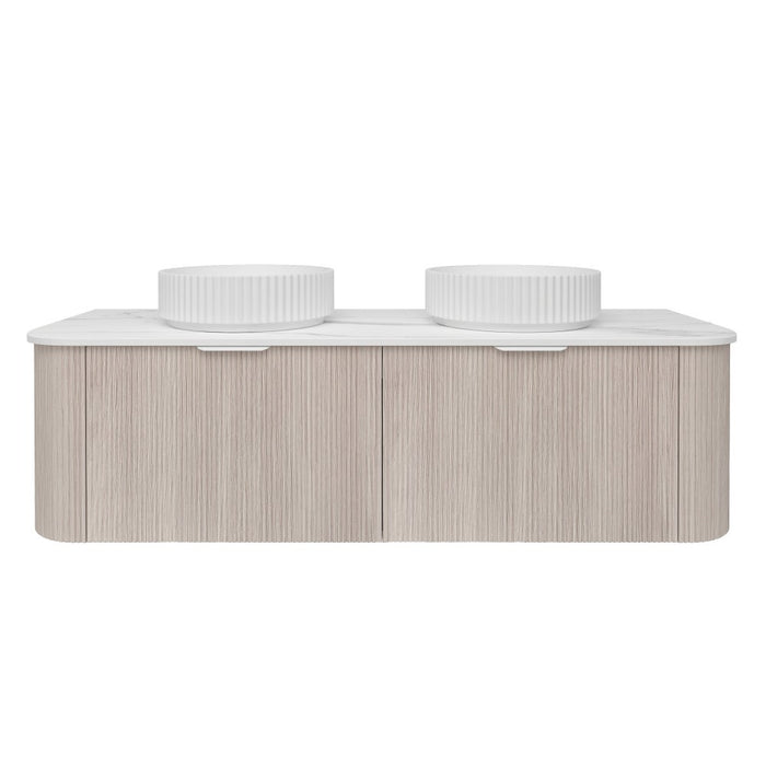 600-1800*500*400mm Lukka Agena Coastal Oak Wood Grain Fluted Bathroom Wall Hung Vanity