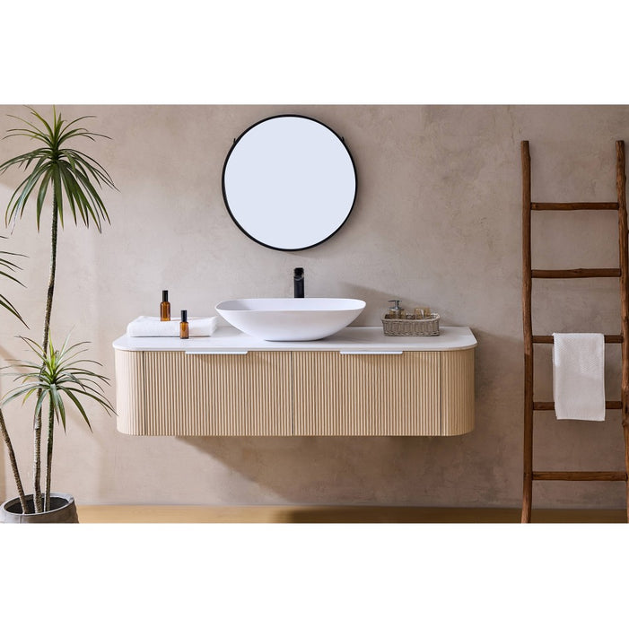 600-1800*500*400mm Lukka Agena Coastal Oak Wood Grain Fluted Bathroom Wall Hung Vanity