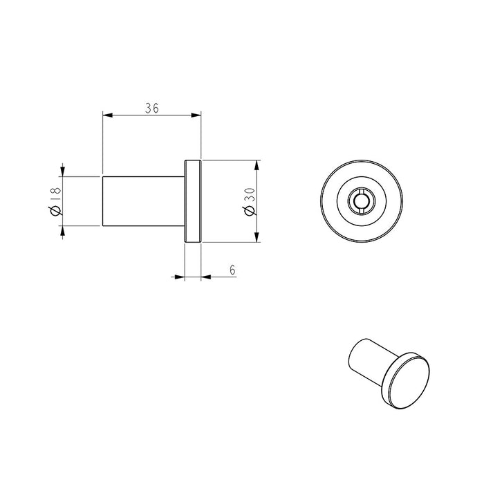 BK SS RUND Straight Robe Hook