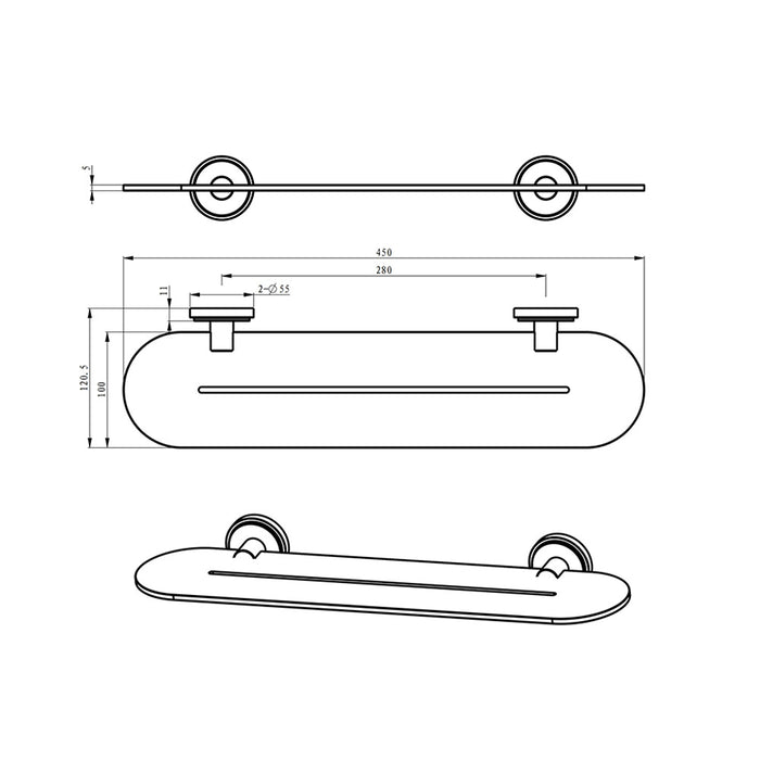 BK Cambridge Brass Oval Shower Shelf