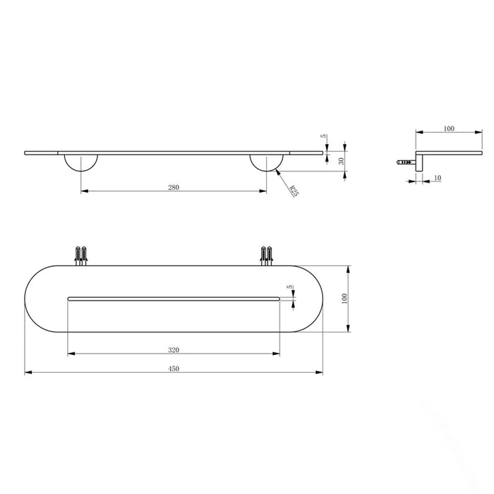 BK BERLIN 316 Stainless Steel Oval Shower Shelf