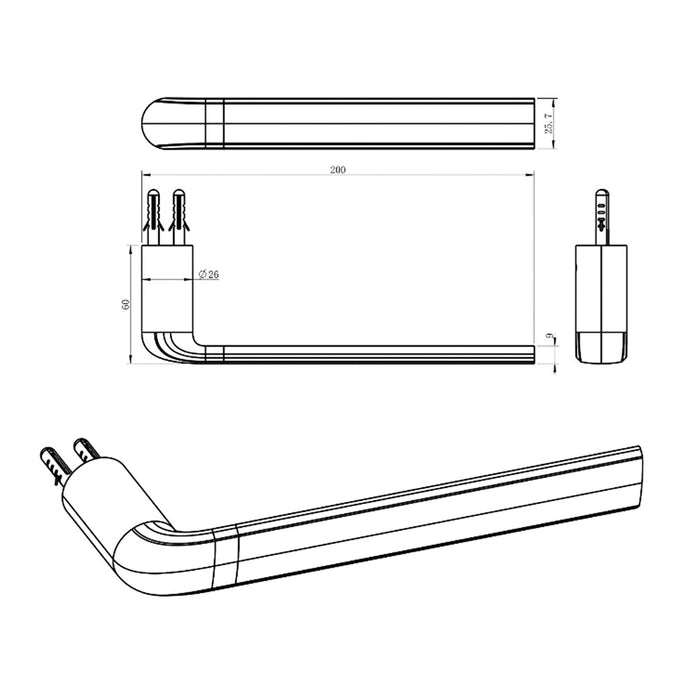 200mm BK BERLIN Brass Round Towel Rail