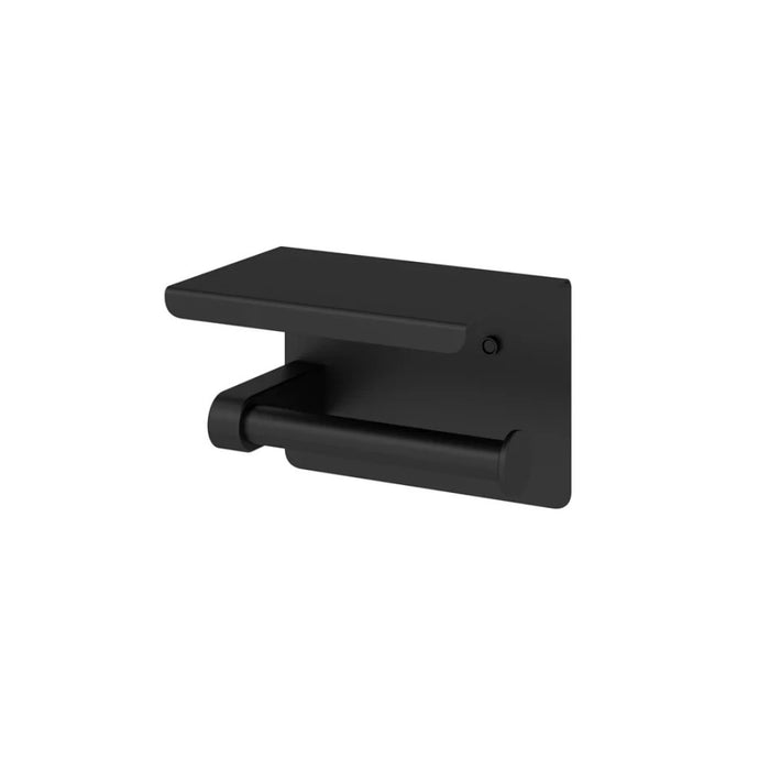 140mm Amoza Stainless Steel Single Square Toilet Roll Holder With Shelf
