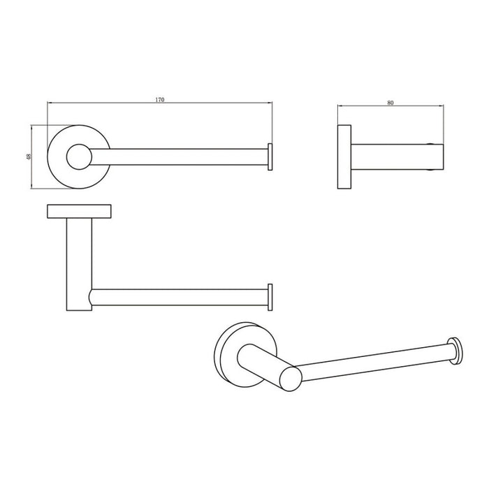 170mm Amoza Stainless Steel Single Round Toilet Roll Holder