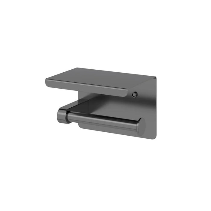 140mm Amoza Stainless Steel Single Square Toilet Roll Holder With Shelf