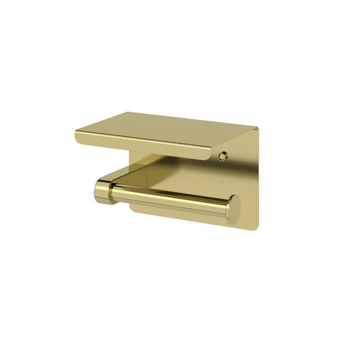 140mm Amoza Stainless Steel Single Square Toilet Roll Holder With Shelf