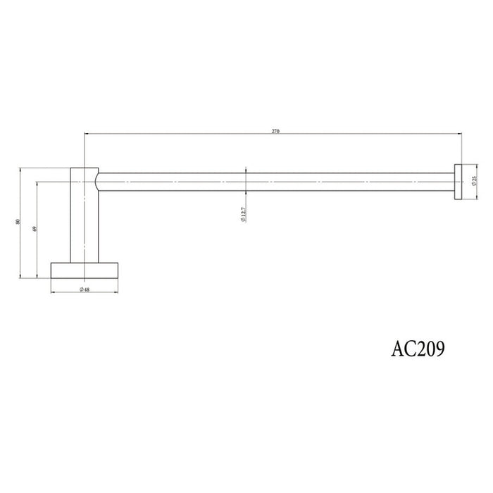 270mm Amoza Stainless Steel Single Round Towel Holder