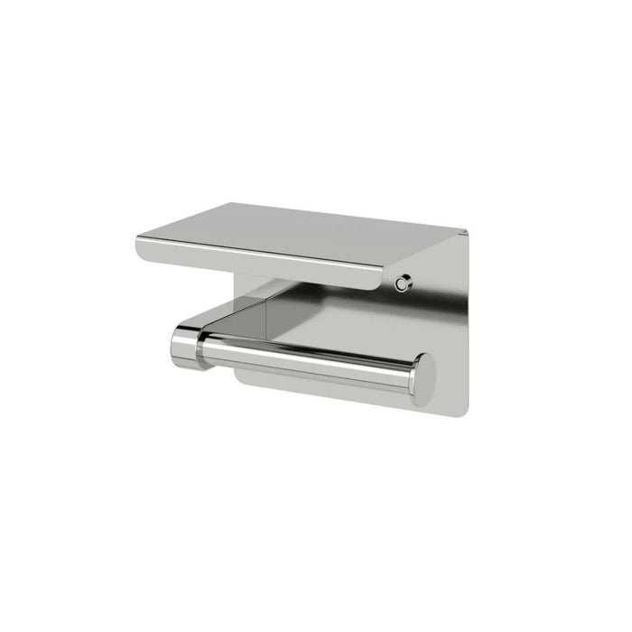 140mm Amoza Stainless Steel Single Square Toilet Roll Holder With Shelf