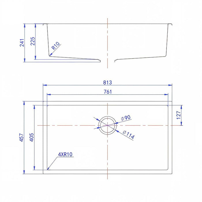 550/660/730/810mm Lukka Crete Square Single Bowl Granite Kitchen Sink