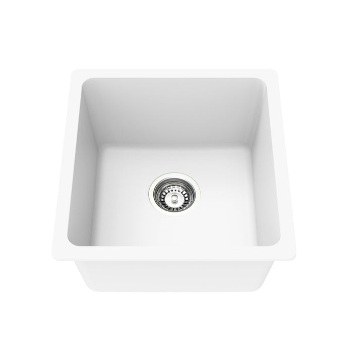 350/380/430mm Lukka Crete Compact Square Single Bowl Granite Kitchen Sink