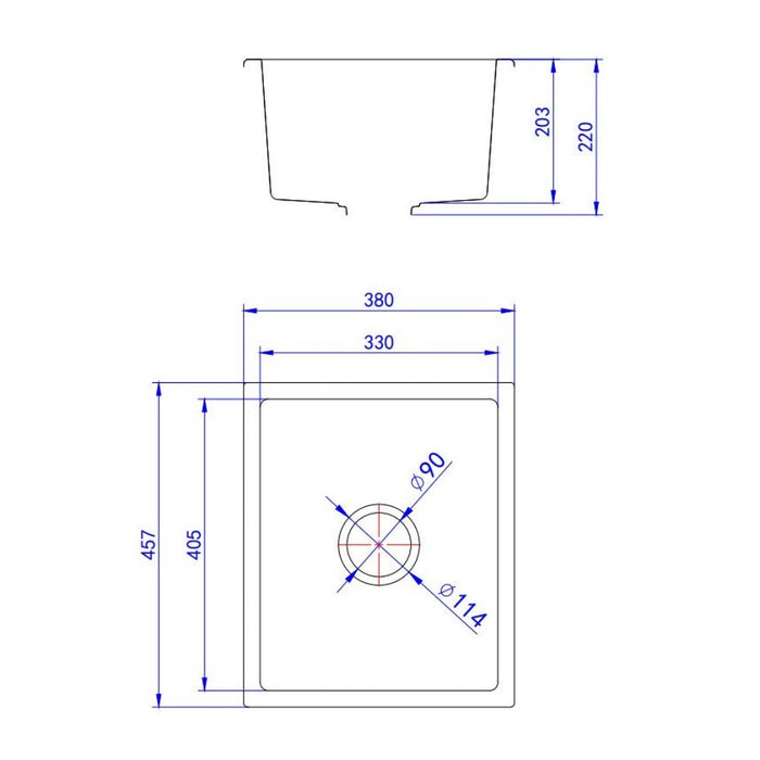350/380/430mm Lukka Crete Compact Square Single Bowl Granite Kitchen Sink