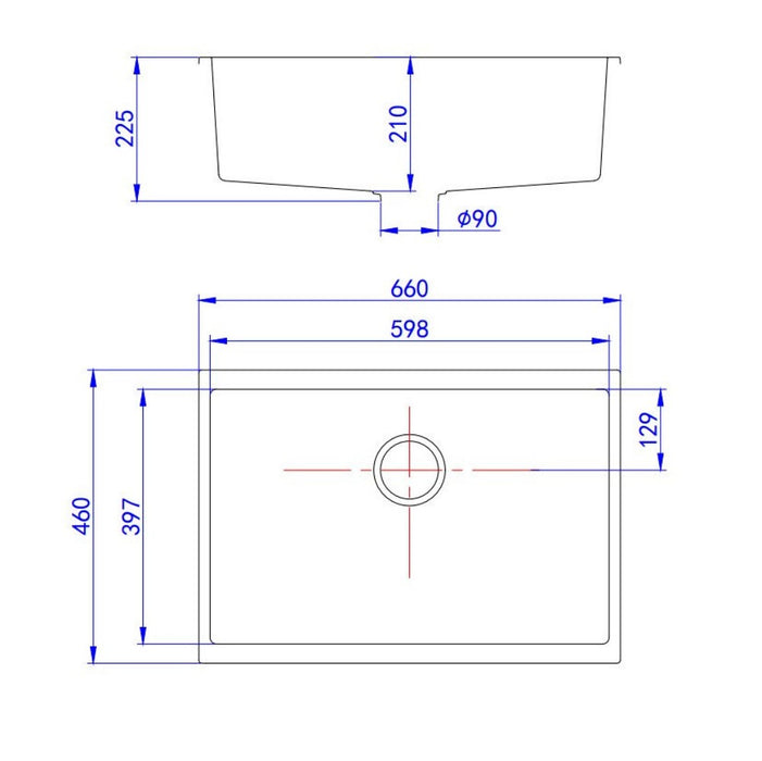 550/660/730/810mm Lukka Crete Square Single Bowl Granite Kitchen Sink